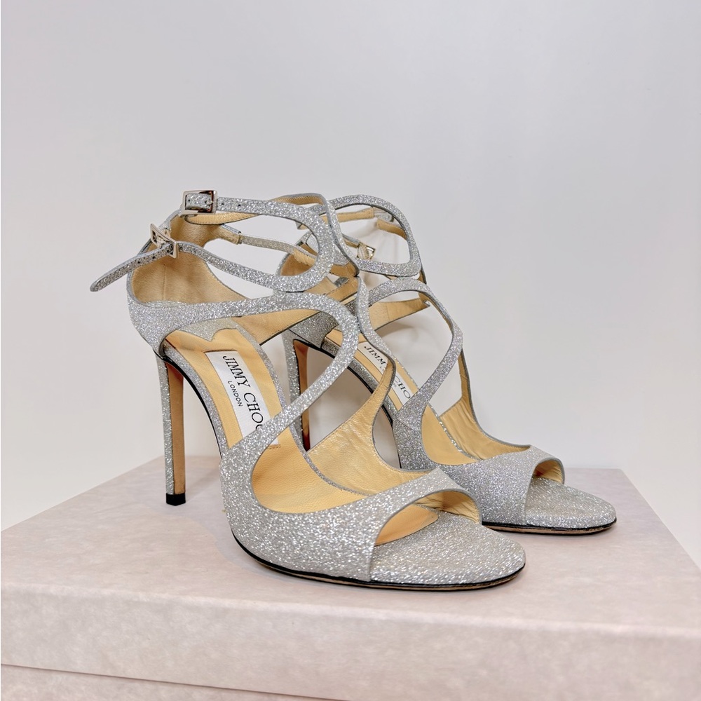 Jimmy Choo Lang Glittered Sandals